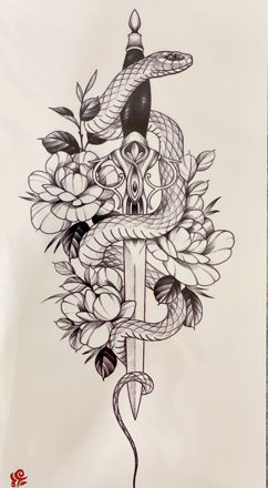 Picture of Temporary snake sword tattoo